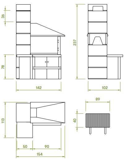 Palazzetti Faro BBQ Dimensions