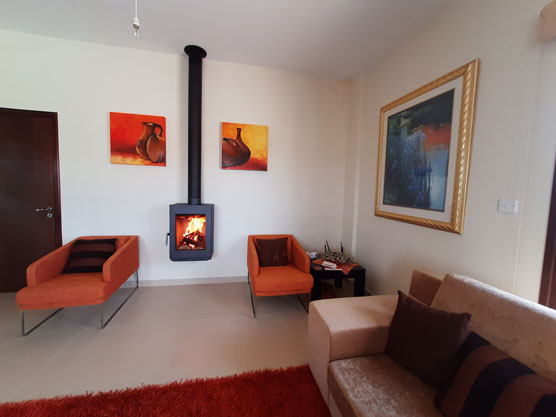 Carbel Maia Wall Mounted Woodburner in Simou | by bioenergy.com