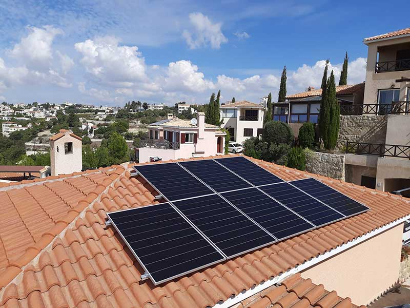 Net Metering Grid Connected 3.2 kWp Photovoltaic System installed on residential property in Tsada.