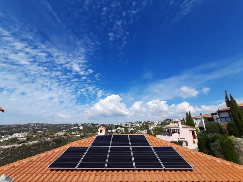 Net Metering Grid Connected 3.2 kWp Photovoltaic System installed on residential property in Tsada.